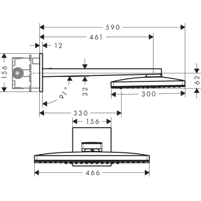 Верхний душ Hansgrohe Rainmaker Select 460 3jet 24007600. Фото