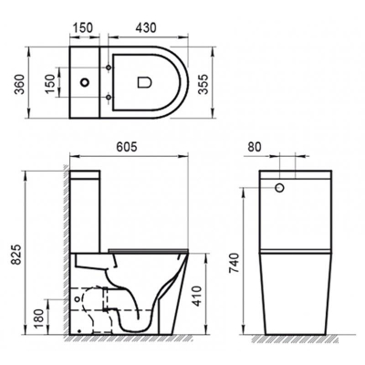 Чаша унитаза напольного безободкового BELBAGNO Flay-R BB2149CPR. Фото