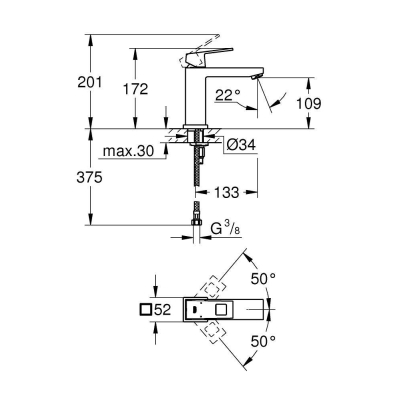 Смеситель для раковины GROHE Eurocube 23446000. Фото