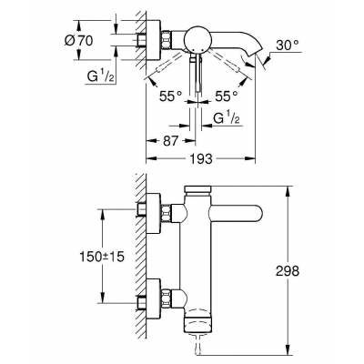 GROHE 33624001 Essence+ Смеситель однорычажный для ванны. Фото