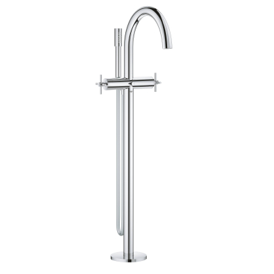 GROHE 25044003 Atrio New Смеситель двухвентильный для ванны свободностоящий, напольный монтаж, крестообразные ручки, ручной душ с держателем (комплект верхней монтажной части для 45 984 001). Фото