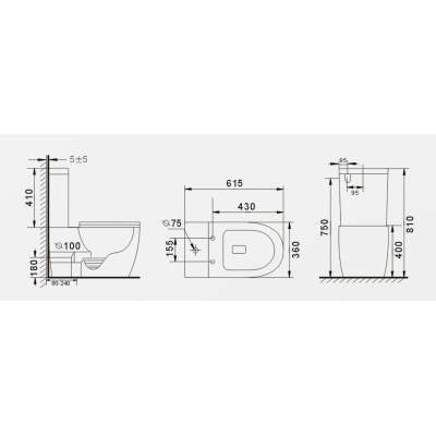 Унитаз напольный безободковый GID Tr2177BM черный матовый. Фото