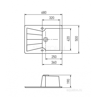 Мойка для кухни Акватон Монца прямоугольная с крылом жемчуг 1A716032MC240. Фото