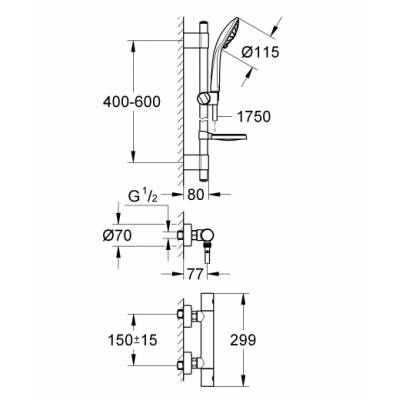 Смеситель термостатический для душа GROHE Grohtherm 1000 Cosmopolitan 34286002. Фото