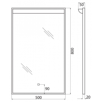 Зеркало с подсветкой BELBAGNO SPC-UNO-500-800-TCH. Фото