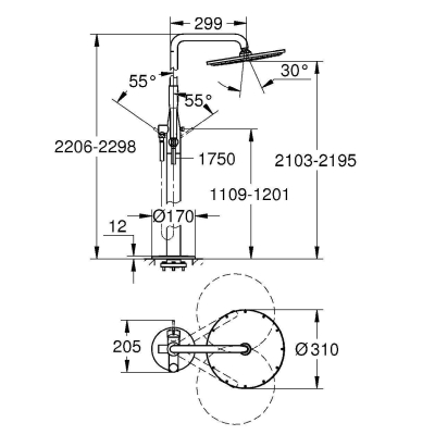 GROHE 23741DC1 Essence New Душ.сис.со смес,свободн-щая. Фото