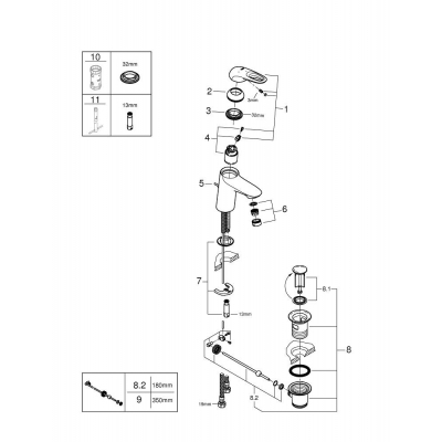 GROHE 23374LS3 Eurostyle 2015 Смеситель для раковины со сливным гарнитуром, с энергосберегающим картриджем - подача холодной воды при центральном положении рычага. Фото