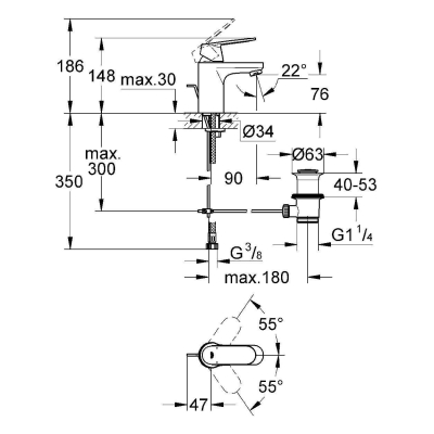 Смеситель для раковины Grohe Eurosmart Cosmopolitan 32825000. Фото