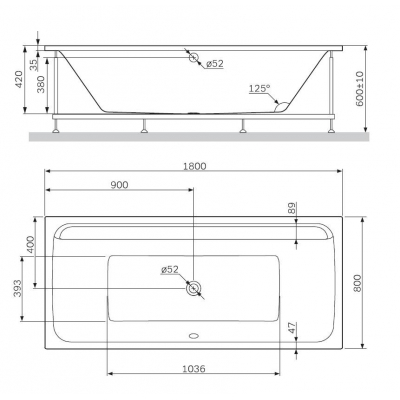 Каркас для ванны 180х80 см AM.PM Inspire 2.0 W52A-180-080W-R. Фото