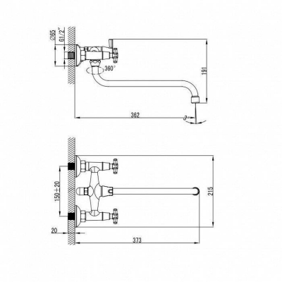 Смеситель для ванны с длинным изливом с керамическим дивертором  Ontario Milardo ONTSBLCM10. Фото