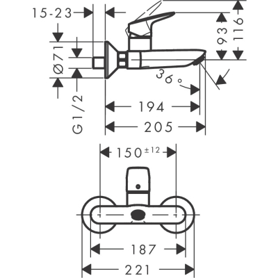 Cмеситель для раковины Hansgrohe Logis 71225000, хром. Фото