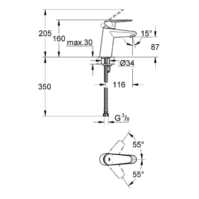 Смеситель для раковины GROHE Eurodisc Cosmopolitan 3246920E. Фото