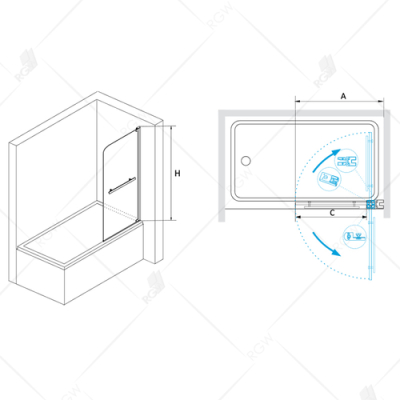 Шторка на ванну RGW SCREENS SC-02 03110208-11 80 см. Фото