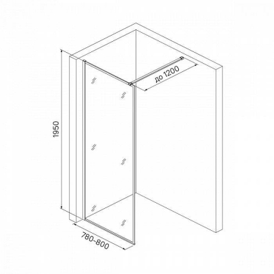 Душевая перегородка Walk In черный 80x195 Slide IDDIS SLI8BS8i23