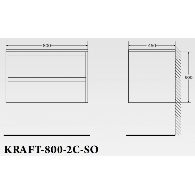 Тумба под раковину подвесная BELBAGNO KRAFT-800-2C-SO-RNN Rovere Nebrasca Nature. Фото