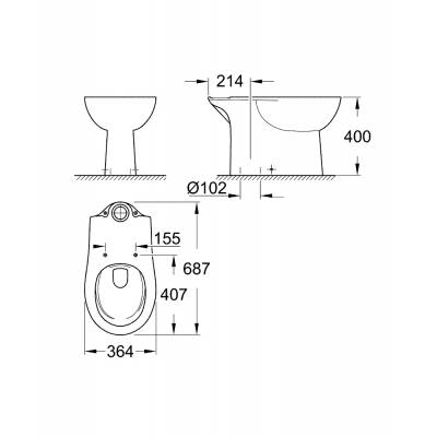 Унитаз приставной GROHE Bau Ceramic 39429000. Фото