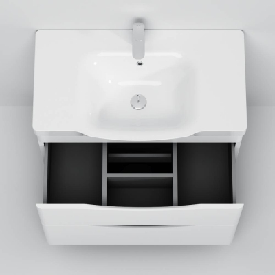 База под раковину напольная 80 см, 2 ящика, белый глянец AM.PM Like M80FSX0802WG. Фото