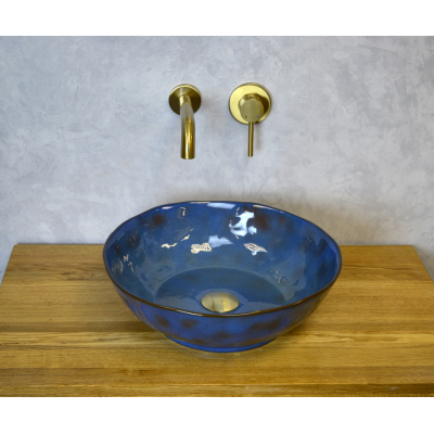 Раковина накладная сине-коричневая 39х39 Bronze De Luxe Salamander 2000. Фото