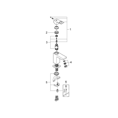 GROHE 2339200E Eurocube Смеситель однорычажный для раковины, гладкий корпус, с энергосберегающим картриджем - подача холодной воды при центральном положении рычага. Фото