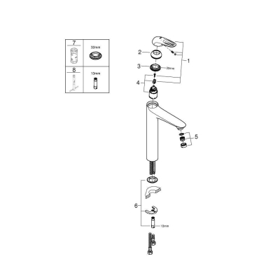 GROHE 23570LS3 Eurostyle 2015 Смеситель для свободностоящей раковины, гладкий корпус. Фото