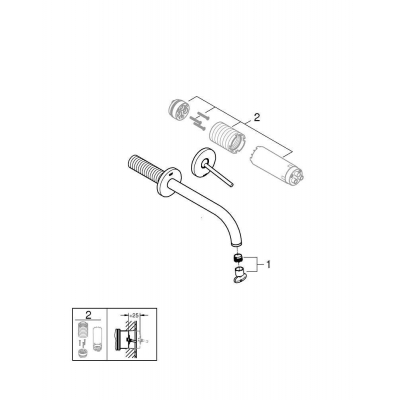 GROHE 19918AL3 Atrio New Joy Смеситель для раковины на 2 отверстия, настенный монтаж, вынос 221 мм, размер S, Графит (без встроенной части, комплект верхней монтажной части для 23 429 000). Фото