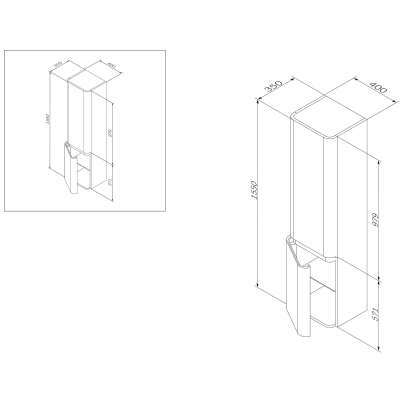 Шкаф-пенал подвесной 40 см, левый, орех AM.PM Sensation M30CHL0406NF. Фото