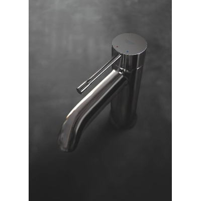 GROHE 23589A01 Essence New Смеситель для раковины S-Size II, сливной гарнитур, цвет: темный гарфит, глянец. Фото