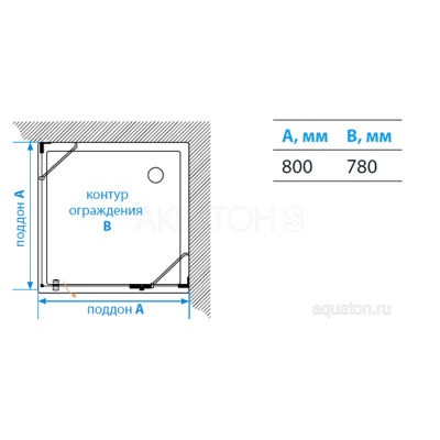 Душевое ограждение Акватон Lax SQR R квадратное 80х80х200 1AX016SSXX000. Фото