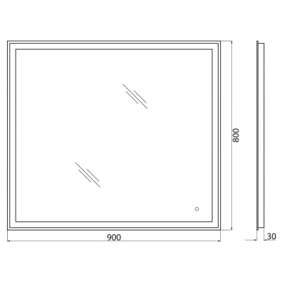 Зеркало с встроенным светильником и сенсорным выключателем BELBAGNO SPC-GRT-900-800-LED-TCH. Фото
