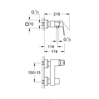 Cмеситель для душа GROHE Eurocube 23145000. Фото