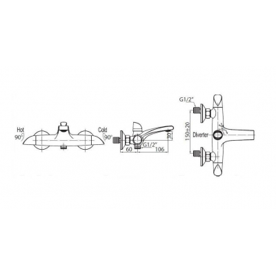 Смеситель для ванны/душа BELBAGNO Grano GRA-VAS-CRM. Фото