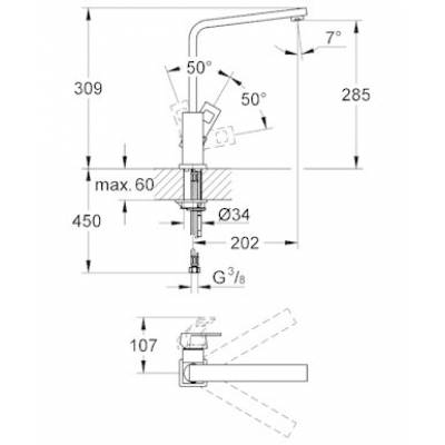 Cмеситель для мойки GROHE Eurocube 31255000. Фото