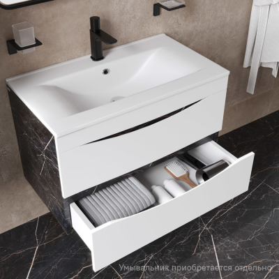 Тумба подвесная 100 см белая/черный мрамор Cloud IDDIS CLO10B0i95  подходит ум. 0131000i28. Фото