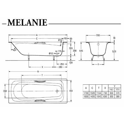 Ванна чугунная JACOB DELAFON Melanie 170х70 E2925-00. Фото