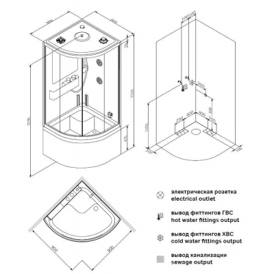 Гидромассажная кабина с паром AM.PM Like W80C-020A-090MTA. Фото