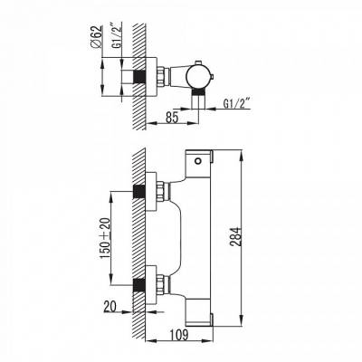 Смеситель для душа с термостатом Thermolife IDDIS THESB00i75WA. Фото