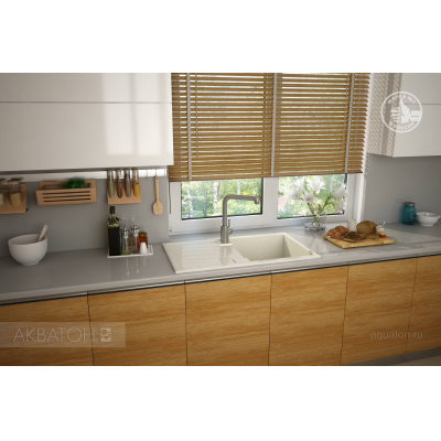 Мойка для кухни Акватон Верона прямоугольная с крылом песочная 1A710032VR220. Фото