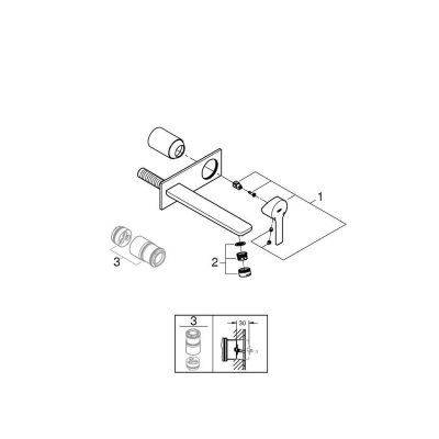 GROHE 23444001 Lineare New Смеситeль для раковины на 2 отверстия, вынос 210 мм, настенный монтаж. Фото