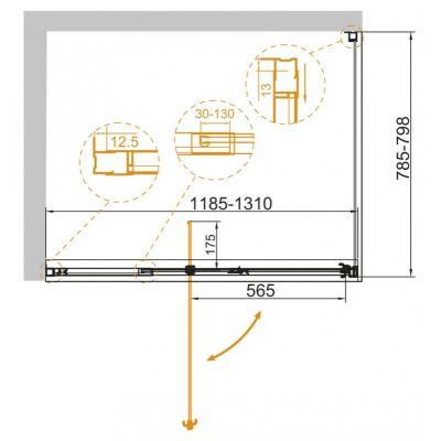Душевой угол CEZARES Variante VARIANTE-AH-1-120/130-80-C-Cr. Фото