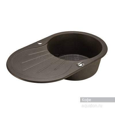 Мойка для кухни Акватон Паола круглая с крылом кофе 1A714032PA280. Фото