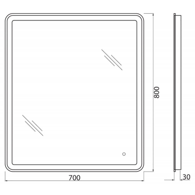 Зеркало с встроенным светильником и сенсорным выключателем BELBAGNO SPC-MAR-700-800-LED-TCH. Фото