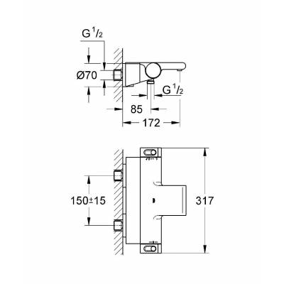 Термостатический смеситель для ванны GROHE Grohtherm 2000 34464001. Фото