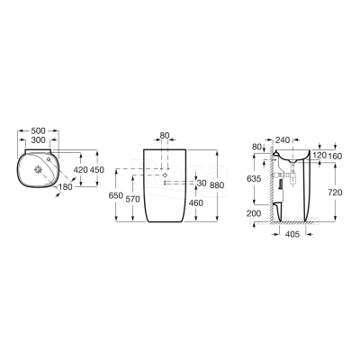Раковина напольная ROCA Beyond 50х42 3270B0000. Фото