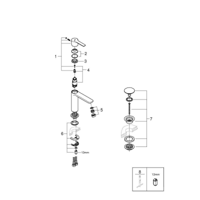 GROHE 23106DC1 Lineare New Смеситель однорычажный для раковины, гладкий корпус. Фото