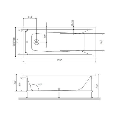 Каркас для ванны 170х75 см AM.PM Gem W90A-170-075W-R. Фото