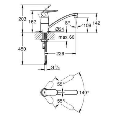 Смеситель для мойки GROHE Eurosmart Cosmopolitan 32842000. Фото