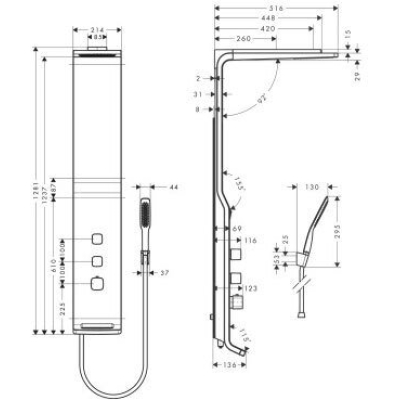 Душевая система Hansgrohe Raindance Lift матовый хром 27008000. Фото