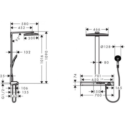 Душевая система Hansgrohe Rainmaker Select 460 3jet Showerpipe 27106400. Фото