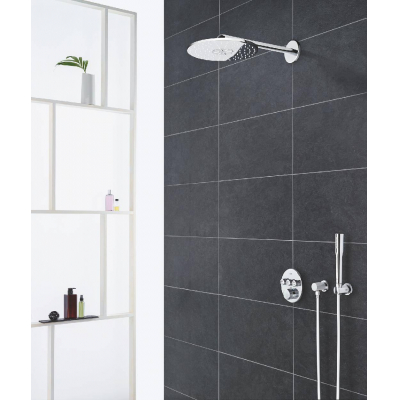 GROHE 34705000 Grohtherm SmartControl Набор для комплектации душа со встраиваемым термостатом с 3 кнопками управления, верхним душем Rainshower 310 (круглый), душевым кронштейном 400 мм, ручным душем Euphoria Cosmopolitan Stick. Фото