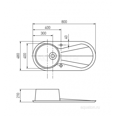 Мойка для кухни Акватон Паола круглая с крылом кофе 1A714032PA280. Фото